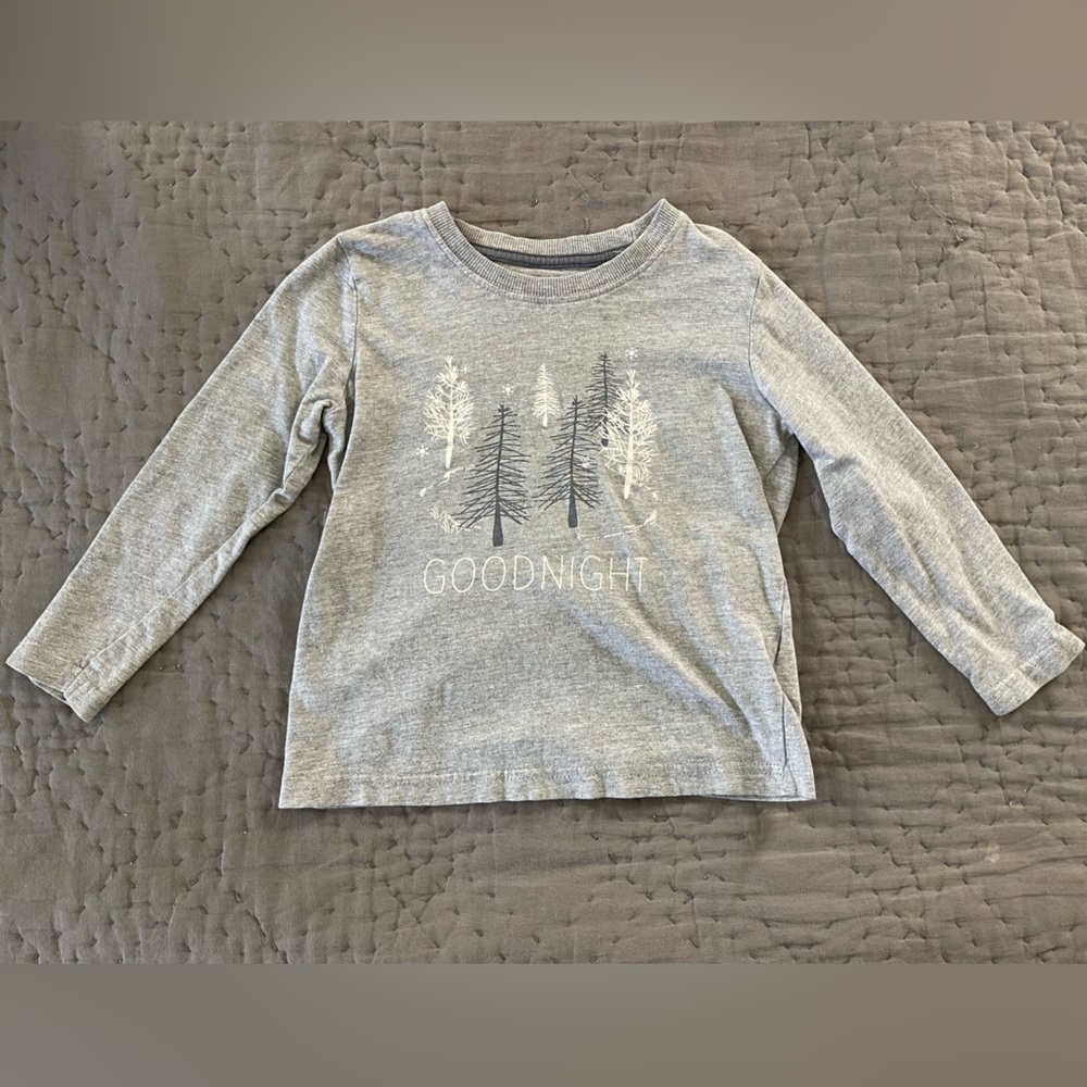 Lupilu Gray Long Sleeve T-Shirt Forest Goodnight Snow Outdoors Cotton Sz 2-4
